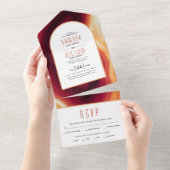 テラコッタ瑪瑙スライスゲード秋の結婚式 オールインワン招待状 (貼ってはがせる)