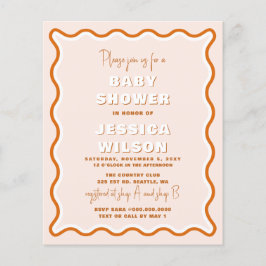 テラコッタ男女兼用ベビーシャワー招待状
