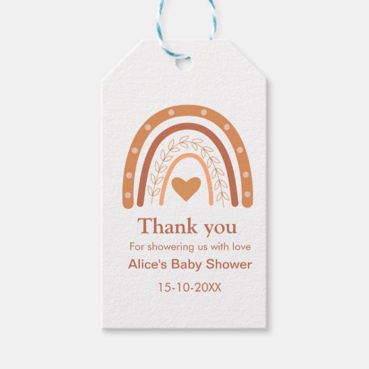 テラコッタ男女兼用ボホ虹ありがとう ギフトタグ (正面)