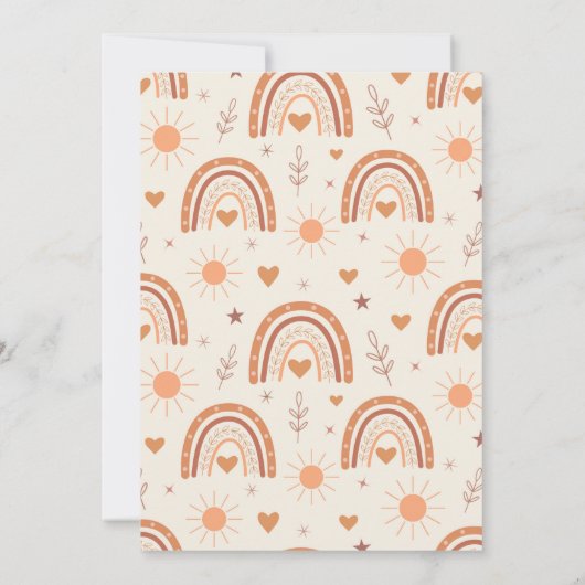 テラコッタ男女兼用ボホ虹の赤ちゃんシャワー 招待状 (裏面)