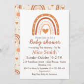 テラコッタ男女兼用ボホ虹の赤ちゃんシャワー 招待状 (正面/裏面)