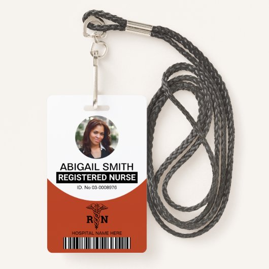 テラコッタ登録ナースカドゥセウス写真 バッジ (正面ランヤード)