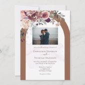 テラコッタ秋のフローラと写真結婚付き 招待状 (正面)