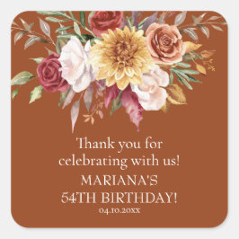 テラコッタ秋の紅葉の誕生日パーティーのお願い スクエアシール