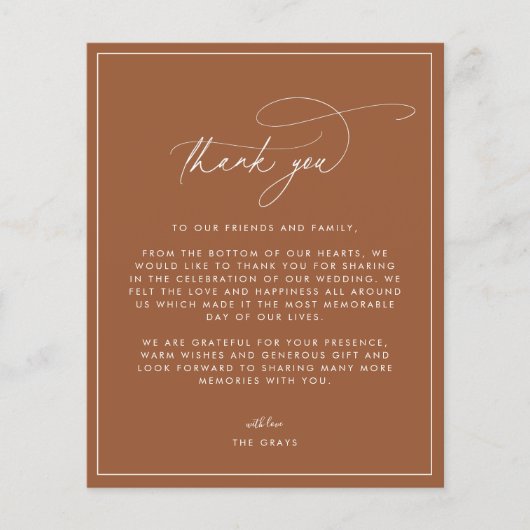 テラコッタ秋の結婚式サンキューカード チラシ (正面)
