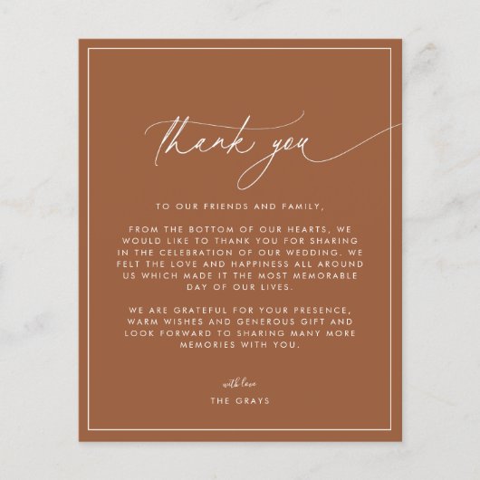 テラコッタ秋の結婚式サンキューカード チラシ (正面)