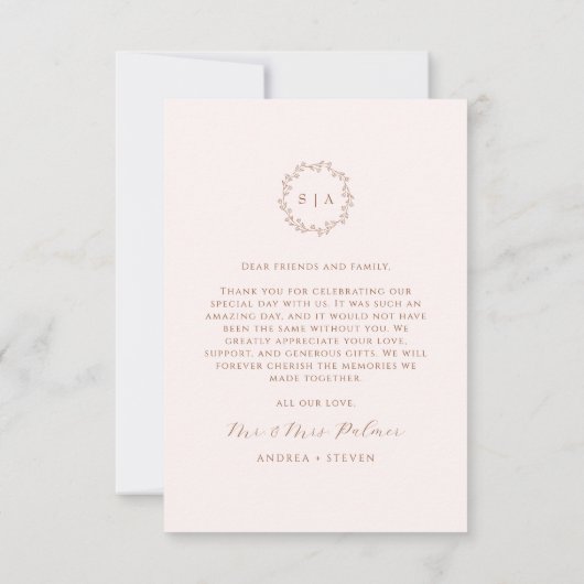 テラコッタ秋の結婚式 サンキューカード (裏面)