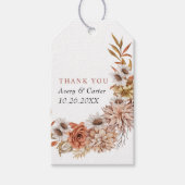 テラコッタ秋の花と葉秋の結婚式 ギフトタグ (正面)