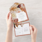 テラコッタ秋エレガント、秋の結婚式 オールインワン招待状 (貼ってはがせる)