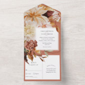 テラコッタ秋エレガント、秋の結婚式 オールインワン招待状 (内側)