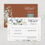 テラコッタ秋グ離れリーンQRコード応答カード 出欠カード (正面/裏面)