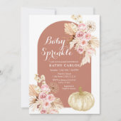 テラコッタ秋パンパスグラス&パンプキン招待状 招待状 (正面)