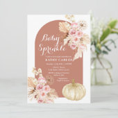 テラコッタ秋パンパスグラス&パンプキン招待状 招待状 (スタンド正面)