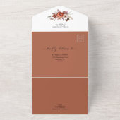 テラコッタ秋パンプキンズボホ結婚の詳細RSVP オールインワン招待状 (外側)