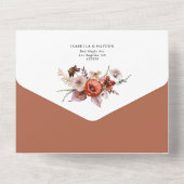 テラコッタ秋パンプキンズボホ結婚の詳細RSVP オールインワン招待状 (裏面)