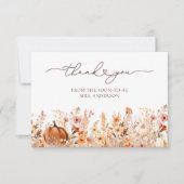 テラコッタ秋パンプキンブライダルシャワーサンキューユー カード (正面)