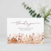 テラコッタ秋パンプキンブライダルシャワーサンキューユー カード (スタンド正面)