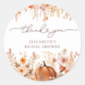 テラコッタ秋パンプキンブライダルシャワー ラウンドシール (正面)