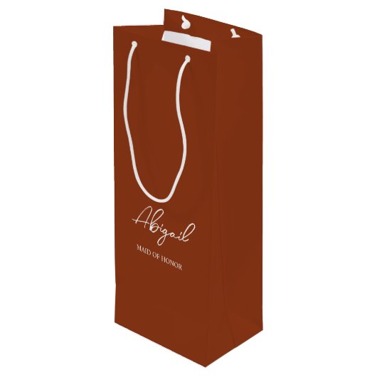 テラコッタ秋パーソナライズされたネームウェディングパーティー ワインギフトバッグ