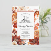 テラコッタ秋フラワーズ21stサプライズ誕生日 招待状 (スタンド正面)
