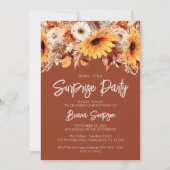 テラコッタ秋フローラサプライズ誕生日 招待状 (正面)