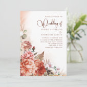 テラコッタ秋フローラバーントオレンジボホ結婚ズ 招待状 (スタンド正面)