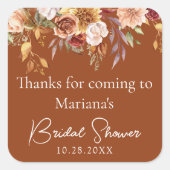 テラコッタ秋フローラブライダルシャワーの恩恵 スクエアシール (正面)
