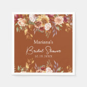 テラコッタ秋フローラブライダルシャワー スタンダードカクテルナプキン (正面)