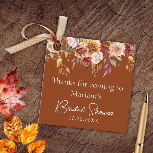 テラコッタ秋フローラブライダルシャワー フェイバータグ