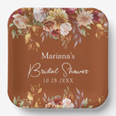 テラコッタ秋フローラブライダルシャワー ペーパープレート (正面)