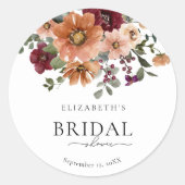 テラコッタ秋フローラブライダルシャワー ラウンドシール (正面)
