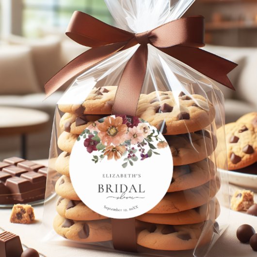 テラコッタ秋フローラブライダルシャワー ラウンドシール