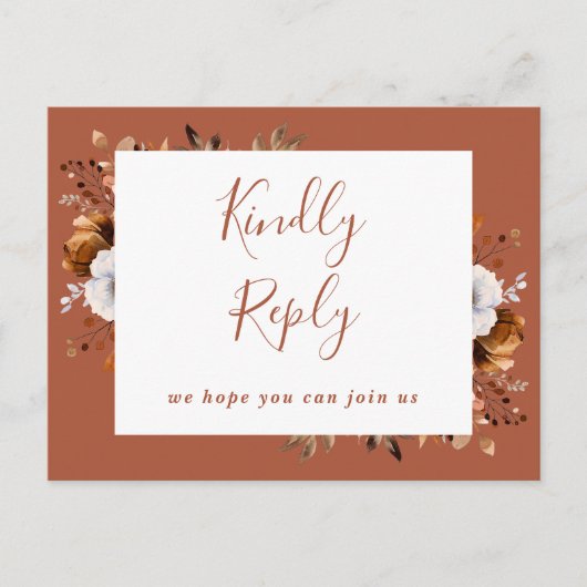 テラコッタ秋フローラ曲リクエストRSVPポストカード インビテーションポストカード (正面)