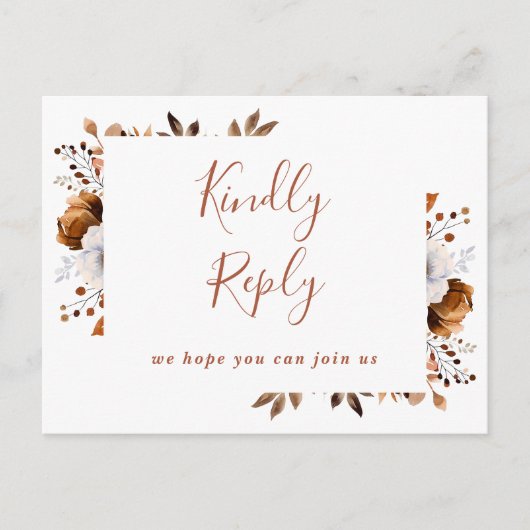 テラコッタ秋フローラ曲リクエストRSVPポストカード インビテーションポストカード (正面)