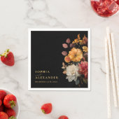 テラコッタ秋ブラックフローラ結婚ズペーパーナプキン スタンダードカクテルナプキン (インサイチュ)