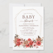 テラコッタ秋ベビーシャワーフローラ 招待状 (正面)