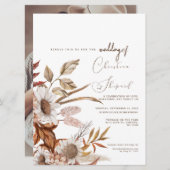 テラコッタ秋ボホフォト結婚式招待状。 招待状 (正面/裏面)