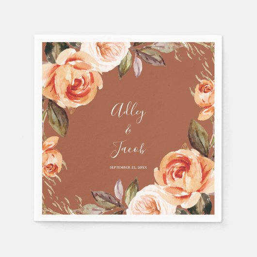 テラコッタ秋ボホフローラズ スタンダードカクテルナプキン (正面)