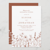 テラコッタ秋ボホワイルドフラワーリハーサルディナー 招待状 (正面/裏面)