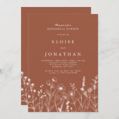 テラコッタ秋ボホワイルドフラワーリハーサルディナー 招待状 (正面/裏面)