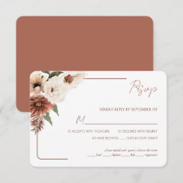 テラコッタ秋モダンフローラと食事の選択 出欠カード