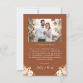 テラコッタ秋モダンフローラ結婚アーチの写真 サンキューカード (裏面)