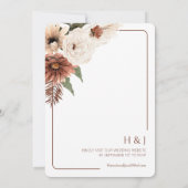 テラコッタ秋モダンフローラ結婚ズ 招待状 (裏面)