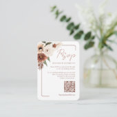 テラコッタ秋モダンフローラQRコードRSVP エンクロージャーカード (スタンド正面)