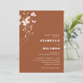 テラコッタ秋ワイルドフラワーフォト結婚QRコード 招待状 (スタンド正面)