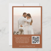 テラコッタ秋ワイルドフラワーフォト結婚QRコード 招待状 (裏面)