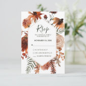 テラコッタ秋秋RSVP結婚の応答カード 出欠カード (スタンド正面)