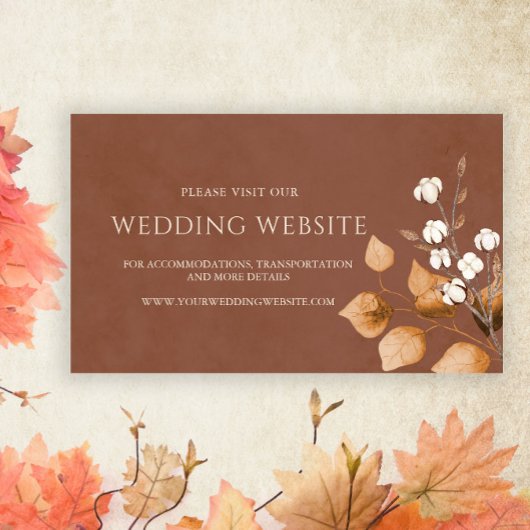 テラコッタ紅葉ボホ秋の結婚式サイト エンクロージャーカード