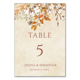 テラコッタ紅葉ボホ秋の結婚式 テーブルナンバー