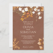 テラコッタ紅葉ボホ秋の結婚式 招待状 (正面)